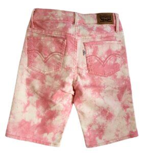 LEVIS Pink & White Tie Dye Adjustable Waist Bermuda Shorts - Girl's 8 REG